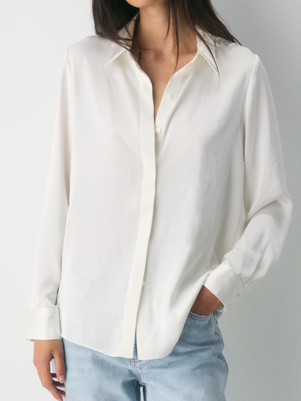 Zara Womens Casual White Button-Down Shirt